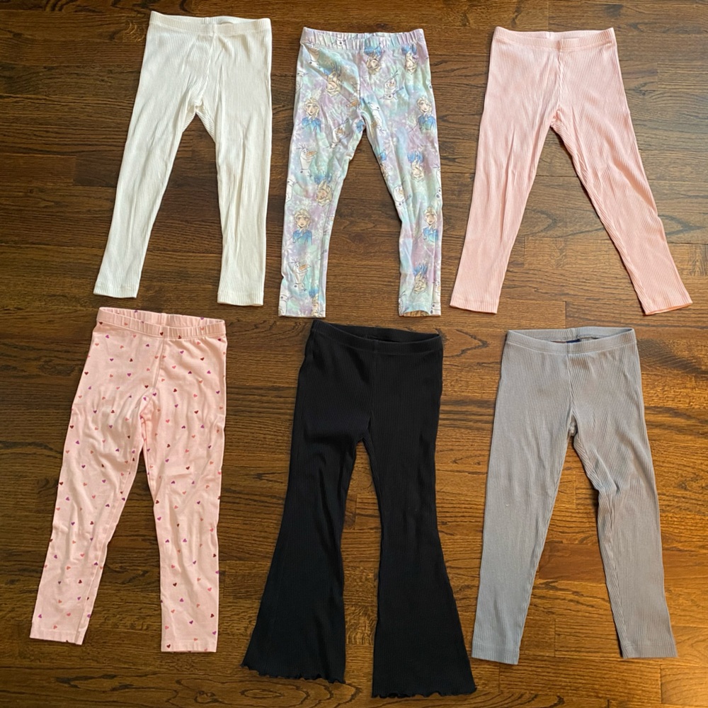 6pc LOT toddler girl size 4T legging mixed pants back to school PLAY frozen elsa